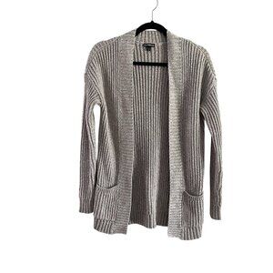 Express Women Sz XS Heather Tan Long Sleeve Open Front Pocketed Cardigan Sweater